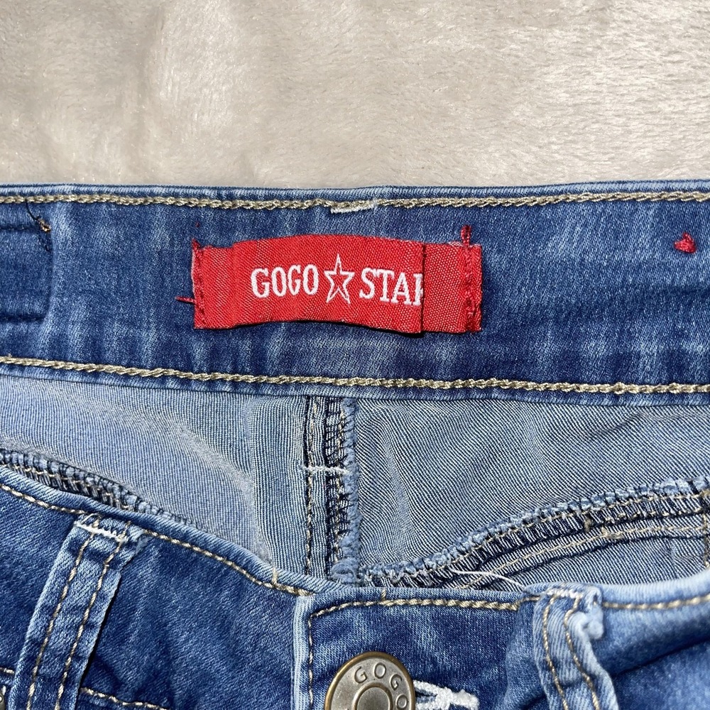 GOGO STAR Jeans Juniors 3 Blue Skinny Stretch Mid Rise Cuffed Ankle - Picture 3 of 11